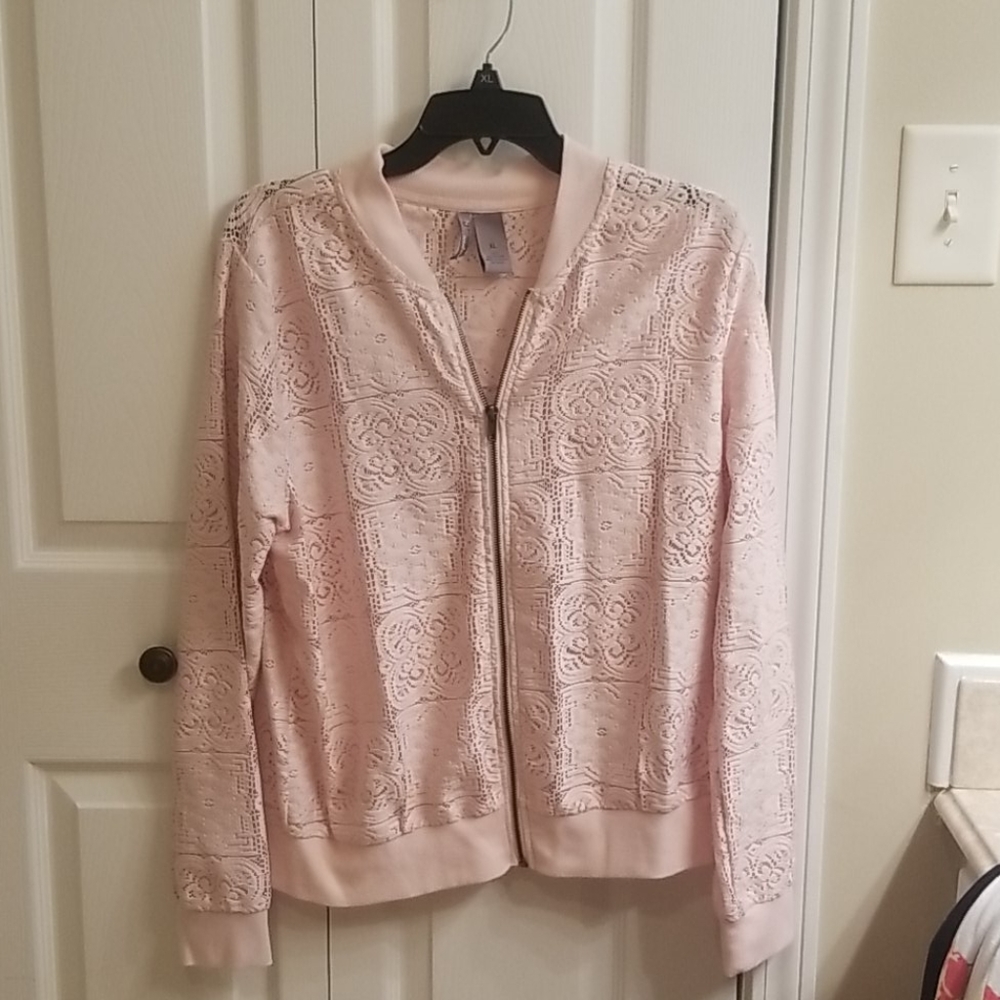 Zippered Lace Sweater